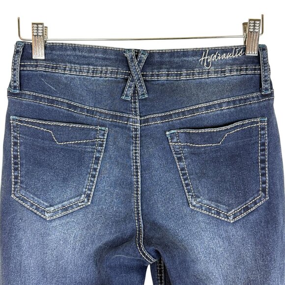 Hydraulic Womens Cropped Jeans Sz 4 (29 x 26) Embellished Cuff Stretch Blue Vtg - Picture 5 of 10